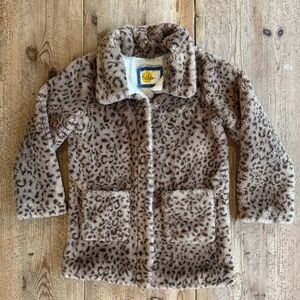 Boden Faux Fur Leopard Print Kids Jacket